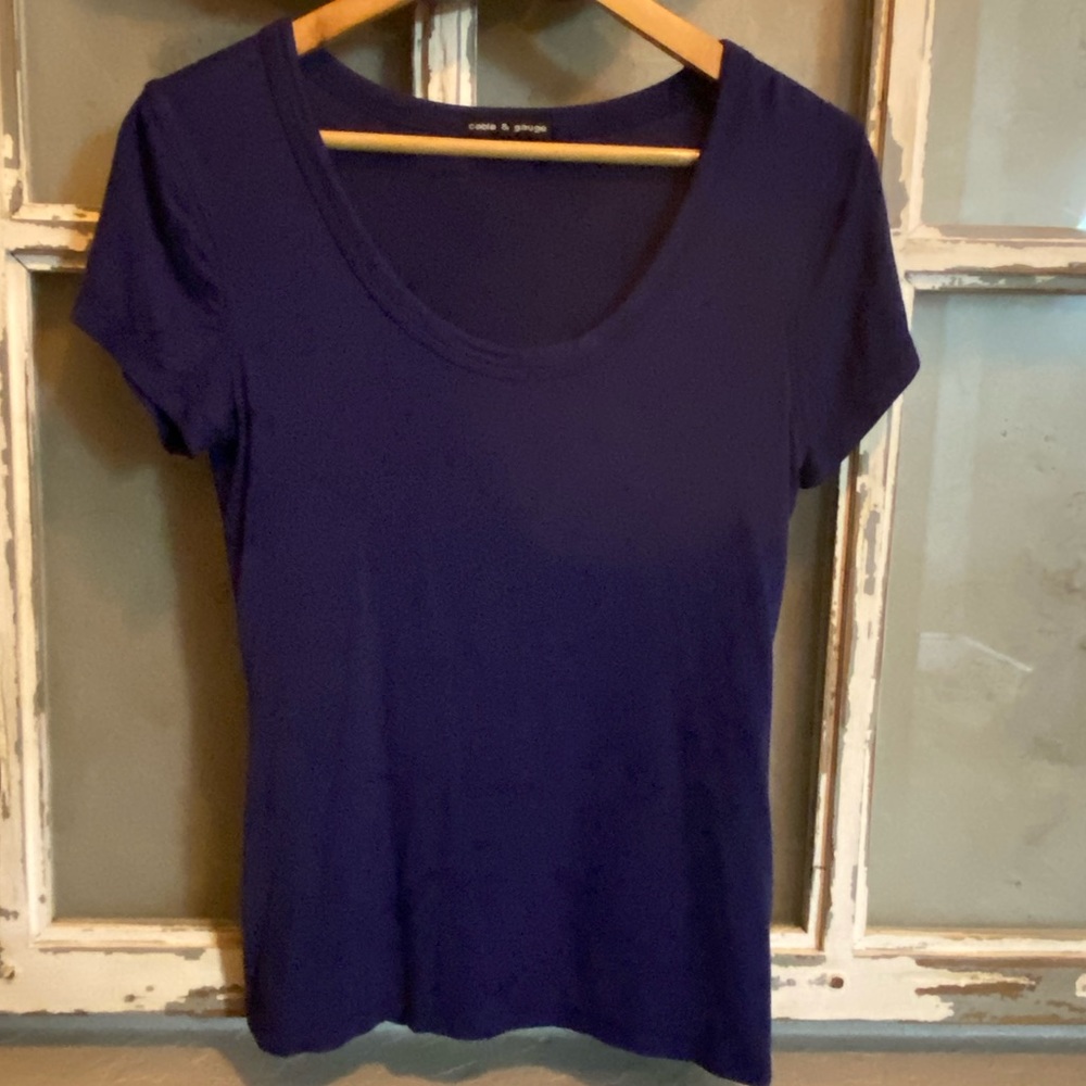 Cable & Gauge around Neck Cap Sleeve T Top M
